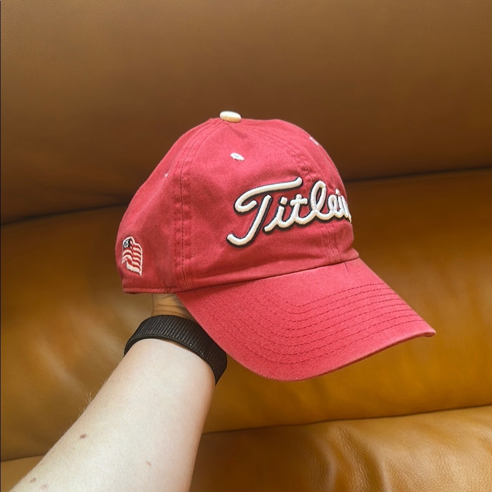 Titleist Red Golf Cap Hat with Embroidered USA Logo